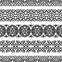 Seamless Ethnic Pattern Background Texture design vector in black white color