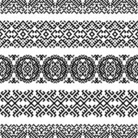 Seamless Ethnic Pattern Background Texture design vector in black white color