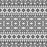 Geometric Aztec seamless ethnic pattern texture design vector in black white color