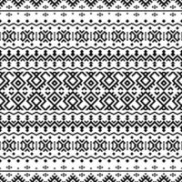 Geometric Aztec seamless ethnic pattern texture design vector in black white color