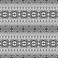 Ikat Aztec ethnic seamless patterns design in black and white color vector