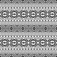 Ikat Aztec ethnic seamless patterns design in black and white color vector