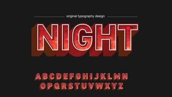 tipografía de patrón de luces vibrantes en mayúsculas rojas 3d vector
