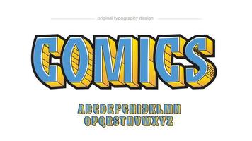 tipografía de dibujos animados en mayúsculas 3d azul y amarillo vector