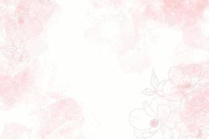 pink watercolor splash background with line art poeny vector