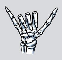 skeleton chill hand sign illustration vector
