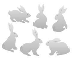 Grey color Cute hares sketch vector illustration