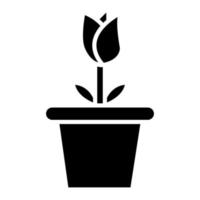 Large Flower Pot Glyph Icon vector