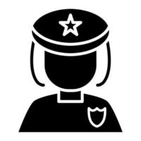 Lady Police Glyph Icon vector