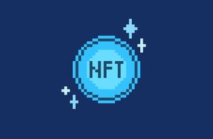 Pixelart NFT non fungible token design. 8bit NFT coin concept, web 3.0 content card. vector