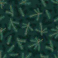 Green pine branches seamless pattern. Christmas and New Year festive background, vector illustration.