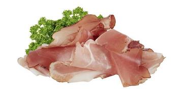 Sliced ham isolated on white background with cut out have clipping path