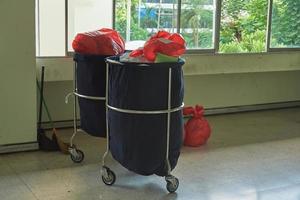 Garbage bins on the  hospital floor photo