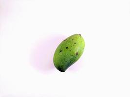 Fresh green mango isolated on white background, summer fruit popular in Thailand photo