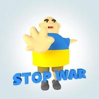 3d render cartoon fat man stop war photo