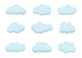 caricatura, nube, conjunto, blanco, plano de fondo vector
