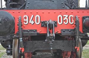 detalle del antiguo vehículo locomotor de tren de vapor foto