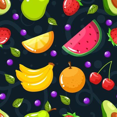 Tropical Fruits Seamless Background