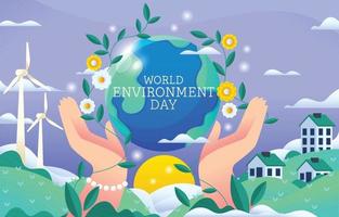 World Environment Day With Hand Of Mother Nature vector