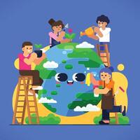 Taking Care Of The Earth Is The Responsibility Of The Younger Generation vector