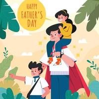 feliz dia del padre con padre y familia vector