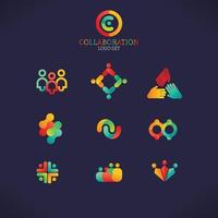 Gradient Collaboration Logo Set vector