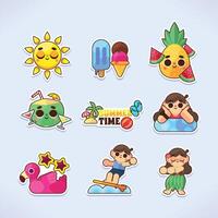 Summer And Activities Sticker Set vector