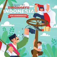 Indonesia Independence Day With Areca Climbing Is A Traditional Game vector
