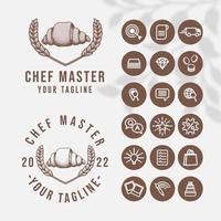 logotipo de pan para hornear para restaurante de comida y plantilla de cafetería con icono vector