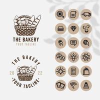 baking bread logo for food restaurant and cafe template with icon vector
