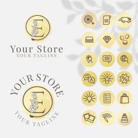 initial e logo with icon social media template for fashion branding vector