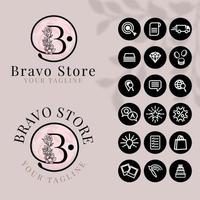 initial b logo with icon social media template for fashion branding vector