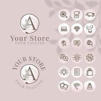 initial a logo with icon social media template for fashion branding