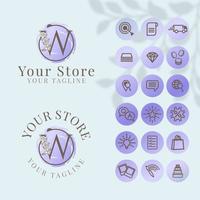 initial w logo with icon social media template for fashion branding vector