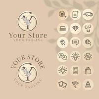 initial  logo with icon social media template for fashion branding vector