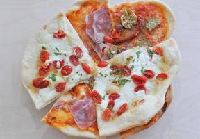 Traditional Italian pizza with tomato, mozzarella cheese, vegeta photo