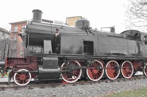 Detail of ancient steam train locomotive vehicle