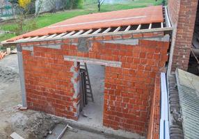 detalle de las obras de construcción en un sitio de construcción foto