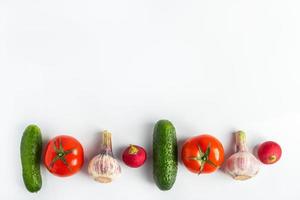 Fresh vegetables on a white background. Diet Food Concept. Place for text. photo