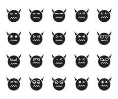 conjunto de emoticonos de diablo nervioso vector