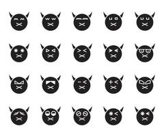 mute devil and demon emoticons set vector