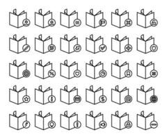 book line icons set vector