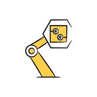 robotic arm and microchip yellow doodle theme illustration vector