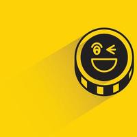 blink eye coin emoticon vector illustration