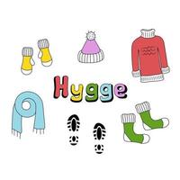 Hygge text. Illustration for printing, backgrounds, covers, packaging, greeting cards, posters, stickers, textile and seasonal design. Isolated on white background.