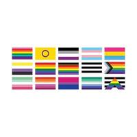 lgbtq flags collection isolated on white background