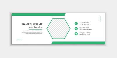 Flat green color email signature and email footer template vector