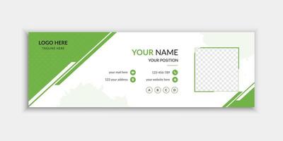 Creative unique green color email signature Template vector