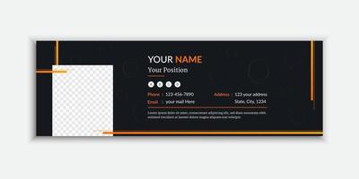 Creative black email signature and email footer template for personal information vector