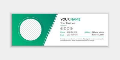 Minimalist email signature template design or email footer green color vector